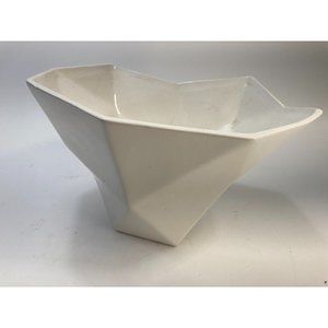White Glass Abstract Serving Bowl